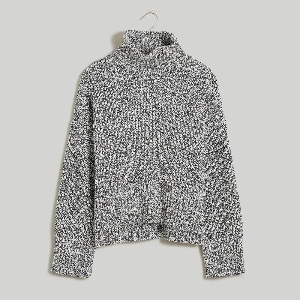 NWT Madewell Wide Rib Turtleneck Sweater Size S (Marbled Cookies and Cream)